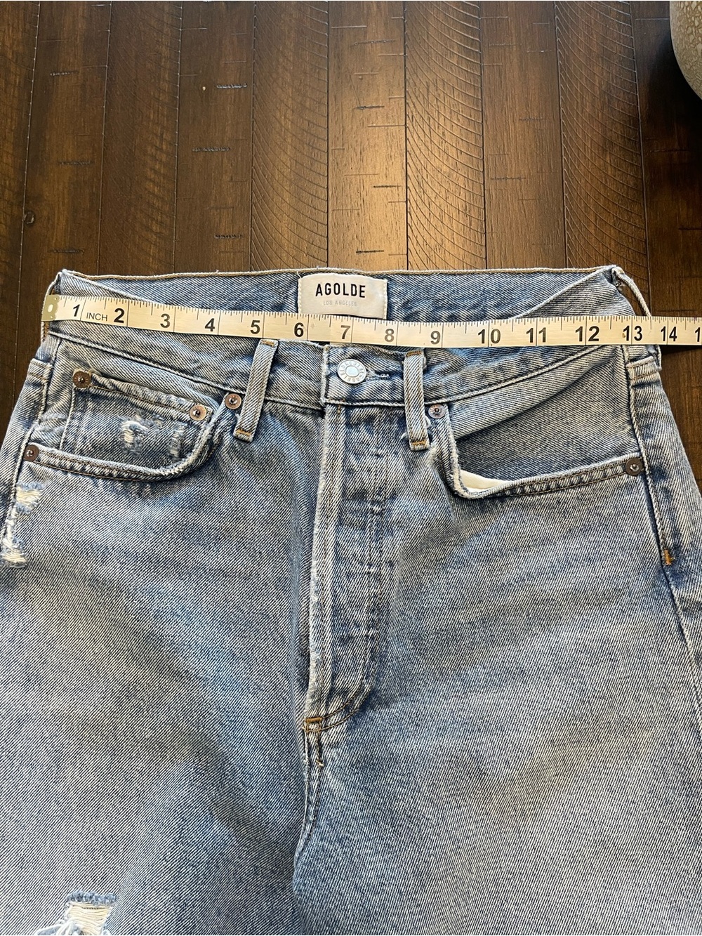 Agolde Crop Light Wash Straight-Leg Jeans with Distressing - Picture 5 of 6